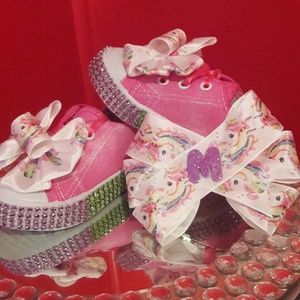 Bling Sneakers with Unicorn Ribbon and Hairbow